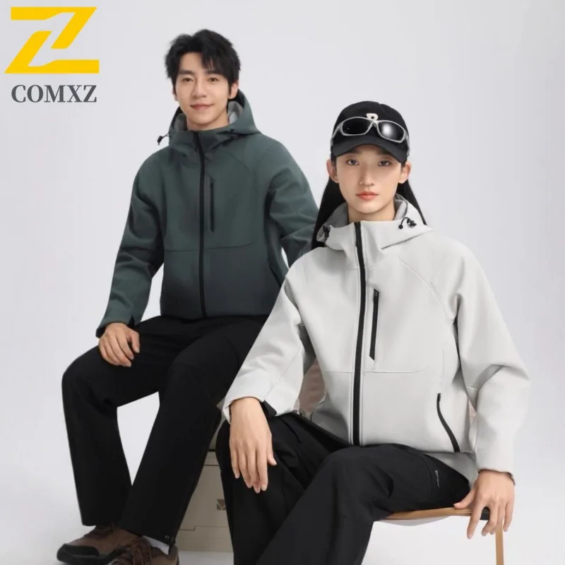 

COMXZ Мужская уличная софтшелл ветровка Водонепроницаемая ветрозащитная походная альпинистская куртка Эластичная дышащая куртка с капюшоном в горном стиле