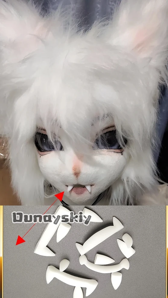 Furry 3D Printing Kemono Fursuit Fake Teeth Cosplay Costumes Accessories 2pcs/4pcs 3D Printing Werewolf Fangs Fursuit DIY Props