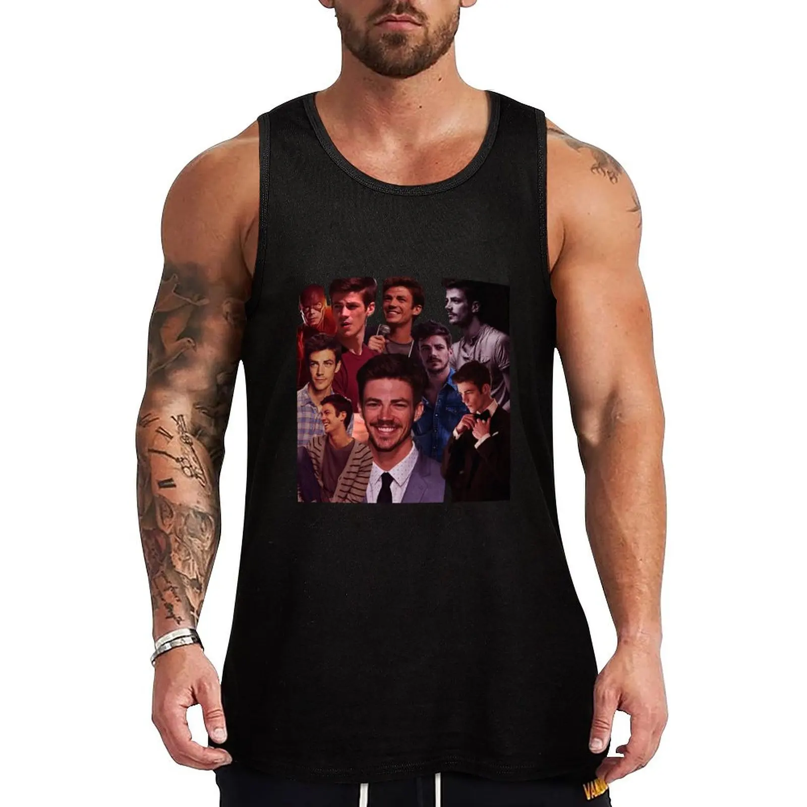 Grant Gustin Flash collage tribute design 2022 Tank Top Solid Tone Tank Top Simple Casual Everyday Wear