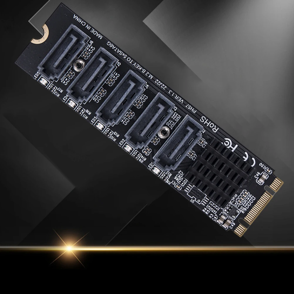 بطاقة توسيع M.2 MKEY PCI-E 5/6 بطاقة مهايئ منفذ M.2 إلى SATA 3.0 محول 6Gpbs SATA3.0 محول دعم وظيفة PM