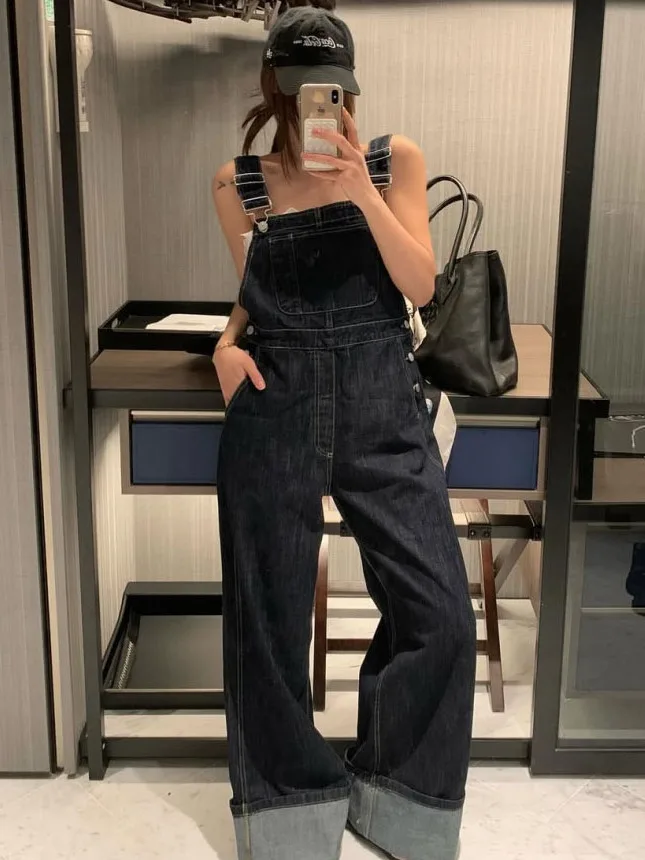 

East Gate Faion, свободные ретро-комбинезоны с манжетами, универсальные джинсовые комбинезоны, женская рабочая одежда, прямые длинные брюки с высокой талией