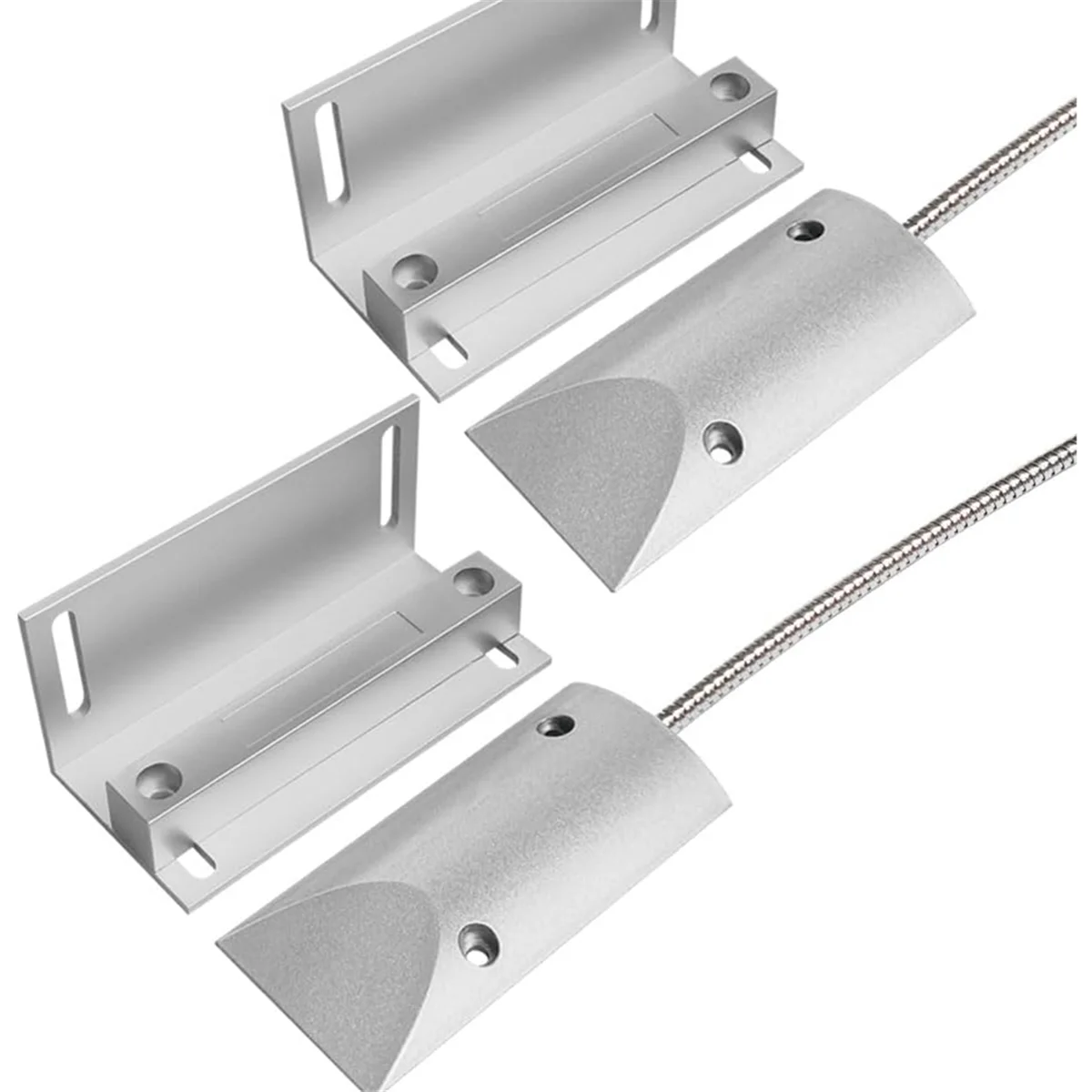 Aa25 2 conjuntos de contatos para porta de garagem, interruptor magnético com fio, sensor de alarme com fio blindado e suporte ajustável