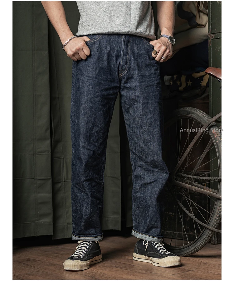 Robuste Bronson-Denim-Jeans mit Selvedge-Motiv, Lot 63801XX Jeans 501, gerade Hose mit mikrohängenden Füßen
