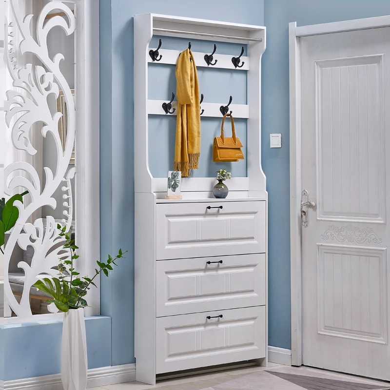 

Ultra-thin tipping bucket at the door, household shoe cabinet with coat rack, large-capacity entrance cabinet assembly, multi-fu