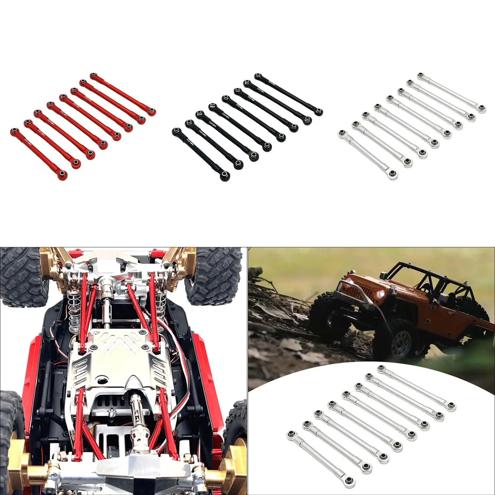 

8Pcs RC Car Chassis Fixing Linkage Rod,Sturdy DIY Modified,Easy to Install RC Model Car Accessories,Metal for 1/12 H12Y+