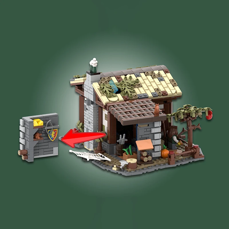 MOC medieval street scene building next door hut resident house camp model DIY assembly building blocks toy Christmas gift