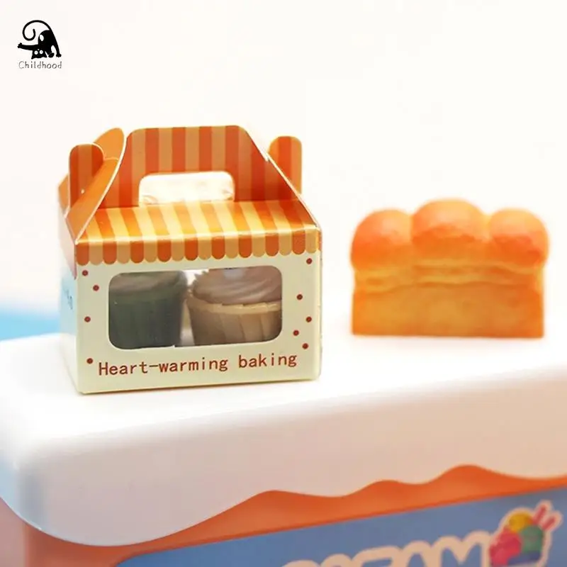 Caja de postres en miniatura para casa de muñecas, caja de embalaje para tostadas y pasteles, casa de muñecas de decoración para juguete, 3 piezas, 1:12