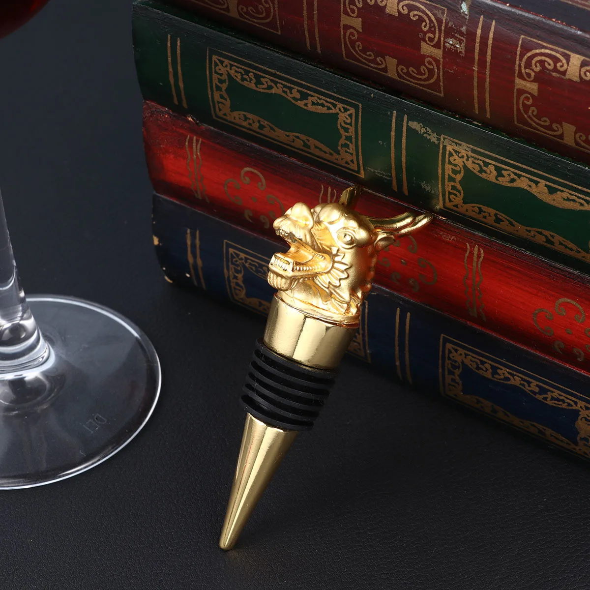 

Dragon Red Wine Stopper Premium Reusable Bottle Plug with Zodiac Signs Design Air-Tight Seal for Wine Olive Oil