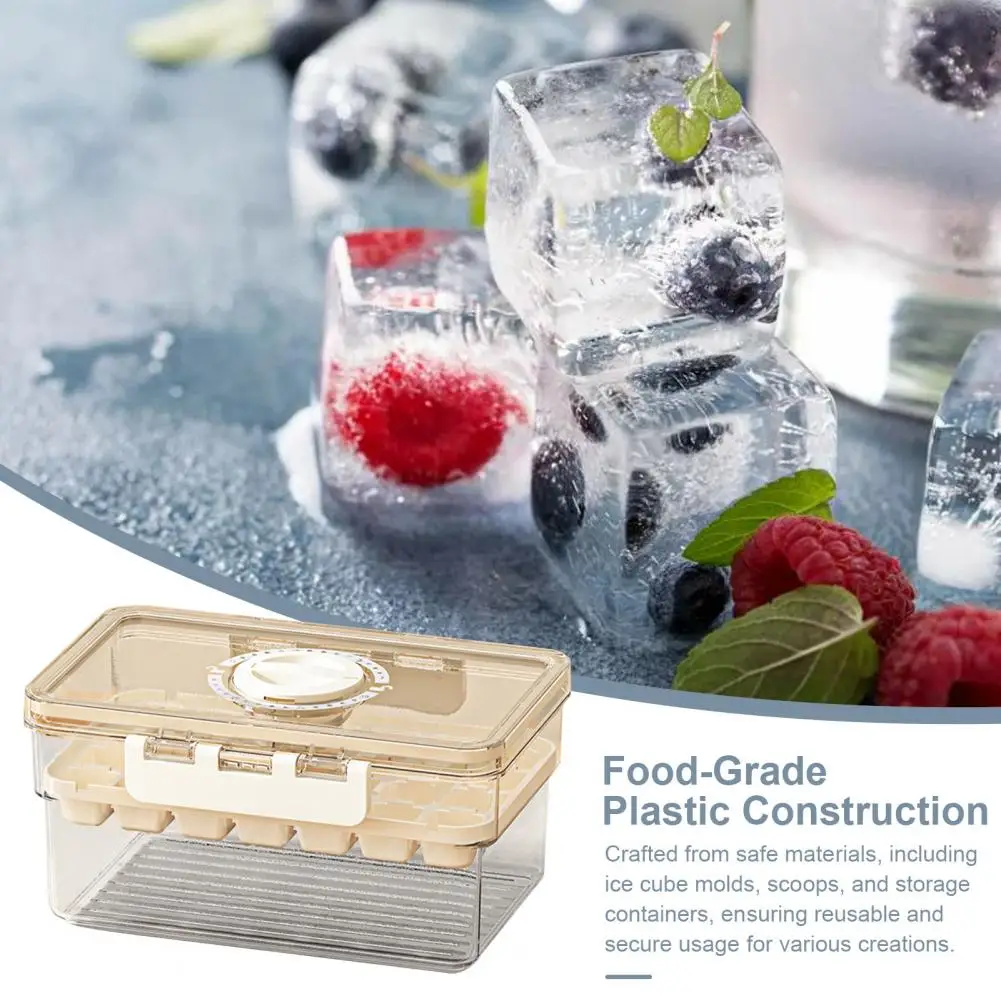 Space-saving Ice Tray Quick-release Ice Maker Food-grade Ice Tray with Lid Bin Two-layer Cube Maker for Freezer for Whiskey