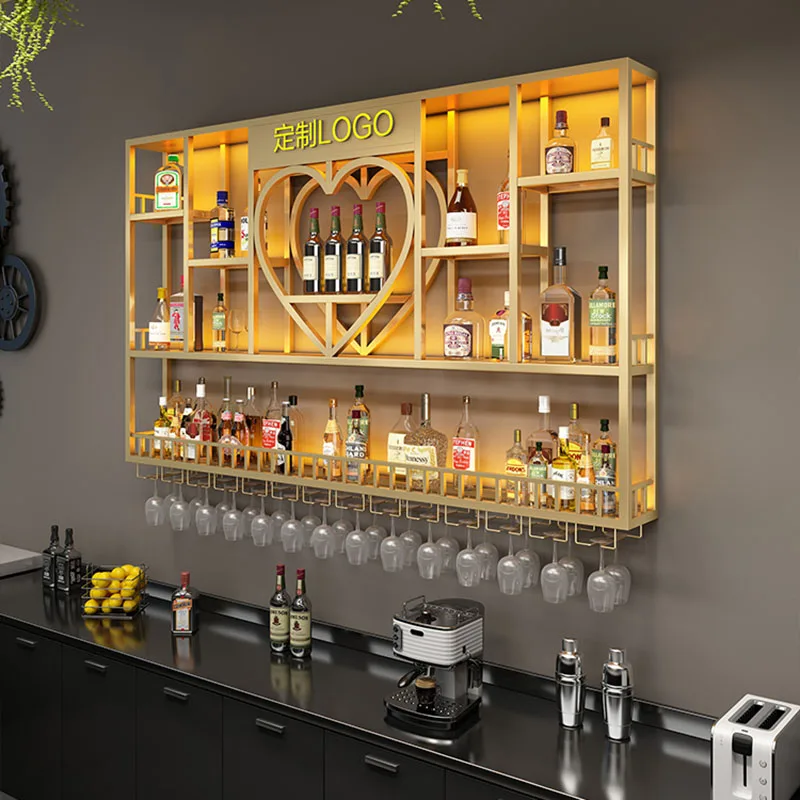 Bottle Aesthetic Cocktail Storage Commercial Bar Cabinet Restaurant Stojak Na Wino Mounted Buffet Wine Cabinets Home Furniture