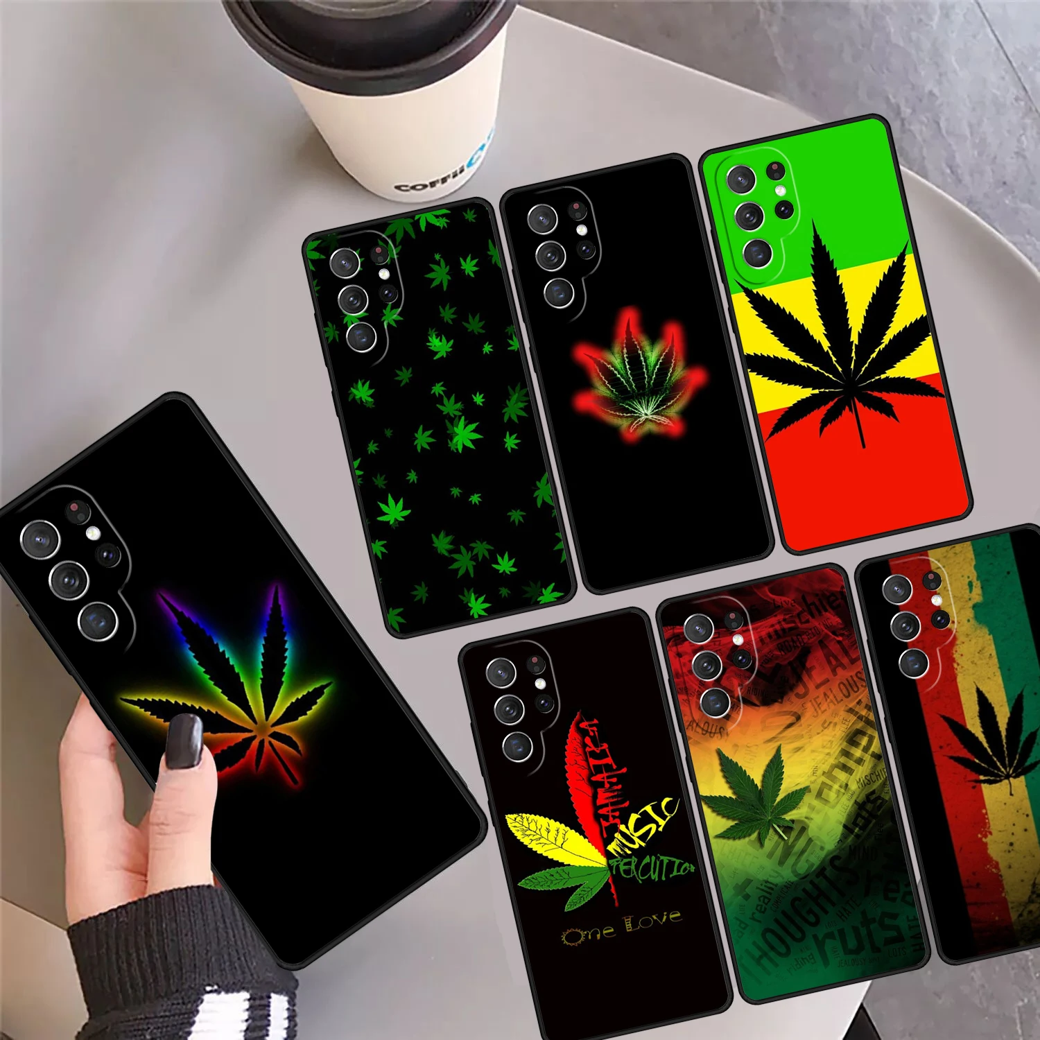 Weed Leaf Pot Rasta Reggae Phone Case Cover For Samsung Galaxy S24 Ultra 23 S22 Plus S21fe Lite S20 S8 S9 S10 Note 10 Pro 20