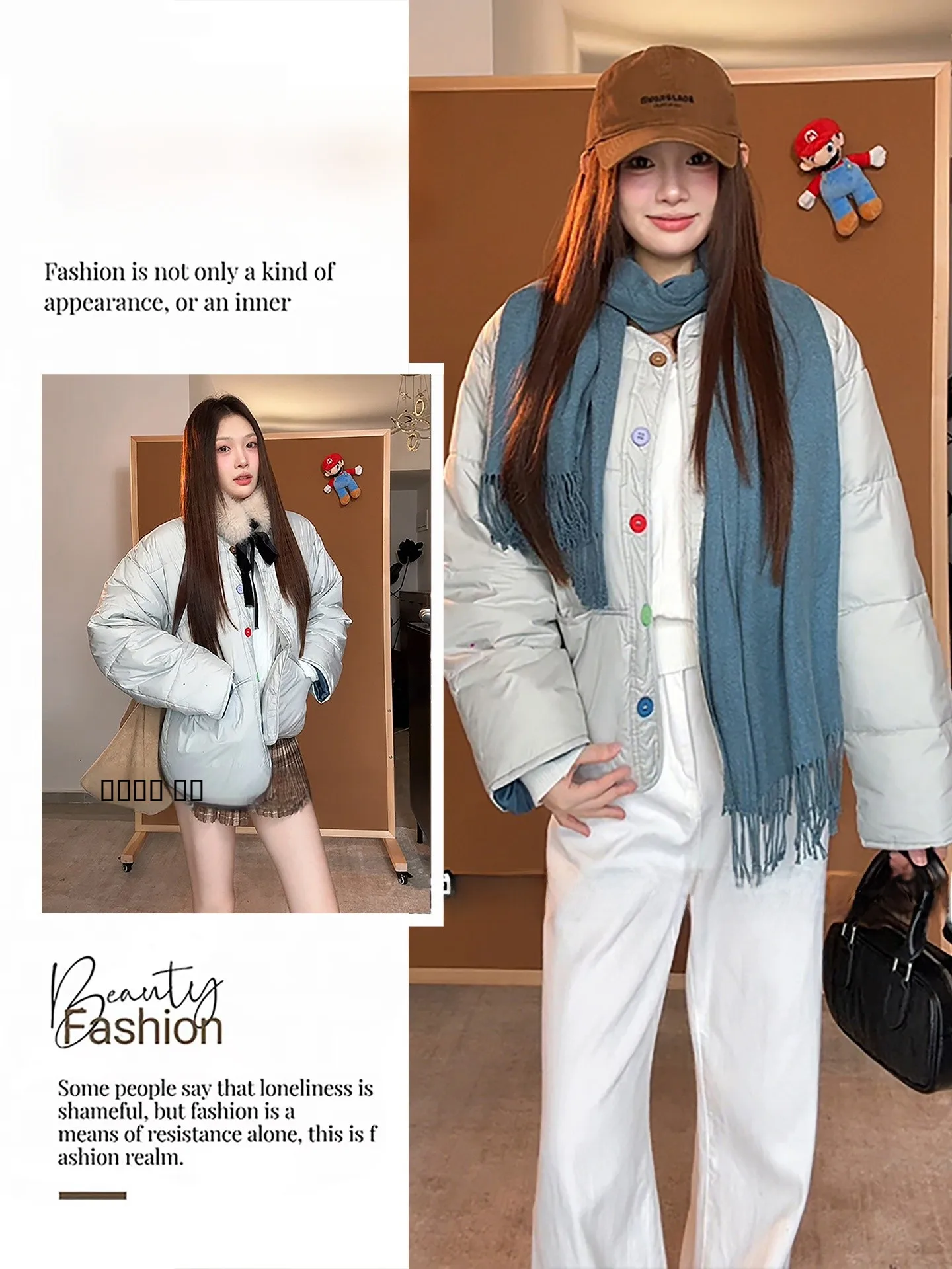

Sweet Soft round Ne Cotton Jaet Women's Bread Sle Outerwear 2025 Winter New Arrival Gentle Fene Anti-Aging
