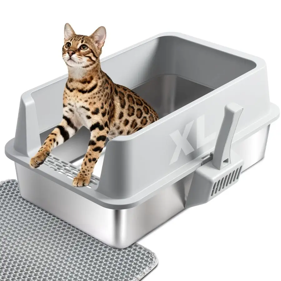 

Steel Litter Box with Lid,XL Metal Cat Litter Box,Extra Large Litterbox for Big with High Sides,NonStick, OdorFree,Easy to Clean
