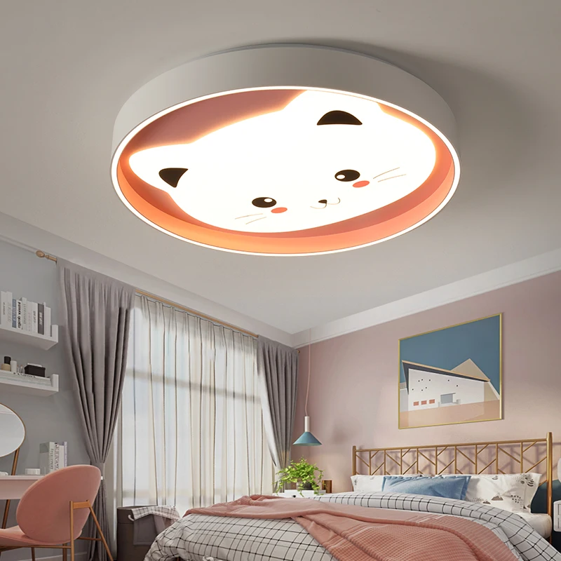 Macaron LED Cat Ceiling Lamp Children's Bedroom Cartoon Cute Kids Girls Bedroom Chandelier Rome Decor Люстра Потолочная