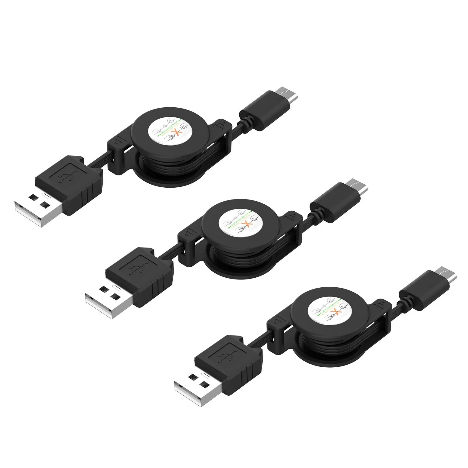 1-3PCS Retractable USB A To USB C Type-C 2A Charging Charger Power Cord for Android SmartPhone Tablet Portable Telescopic Cables