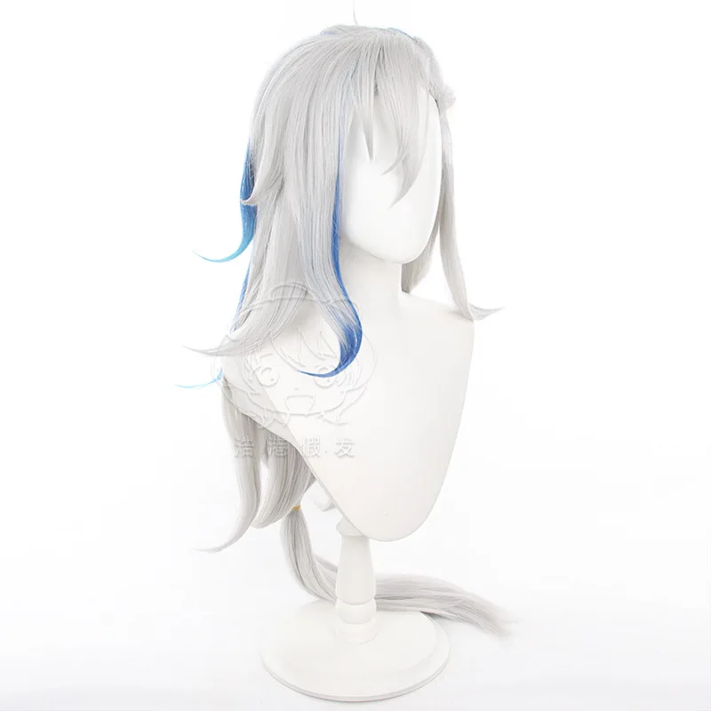 Genshin Impact Neuvillette Cosplay Wig Man Woman Silver Mix Color Long Hair Halloween Party Costume Accessory Game Role Play Wig