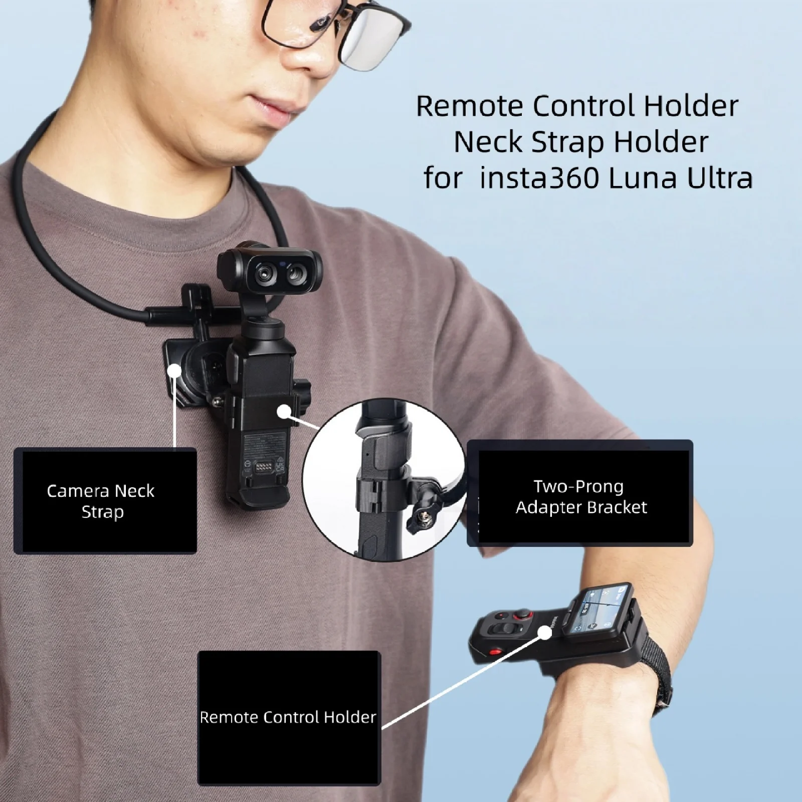Neck Mount For Insta360 Luna Ultra Camera Remote Control Mount Wrist Strap and First-Person View Neck Mount - view 5