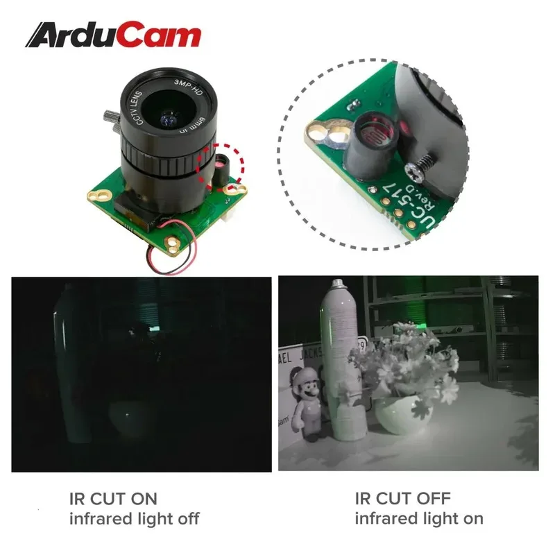 Glow Arducam, câmera NX 12,3 MP 1/2,3 polegadas IMX477P IR-CUT com lente CS de 6 mm de alta qualidade