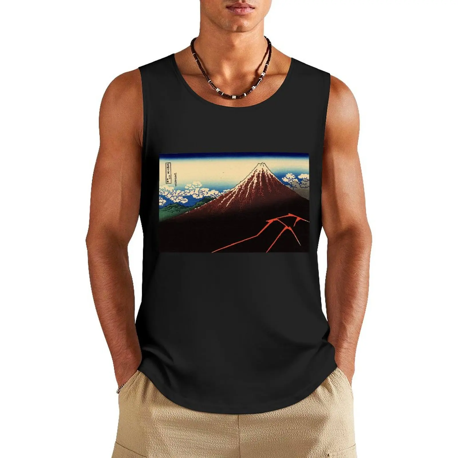 Lightning Below the Summit' by Katsushika Hokusai (Reproduction) Tank Top men clothes Vest for boy