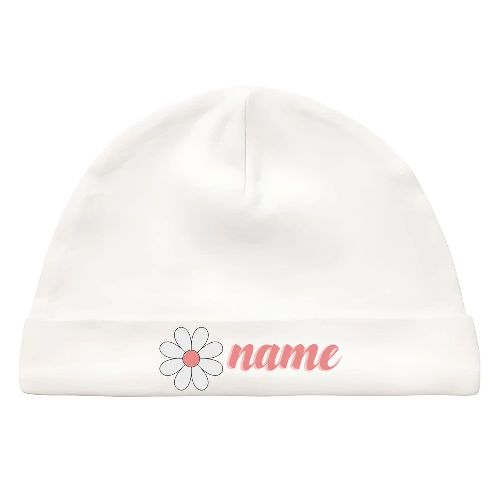 Personalize Newborn Hospital Hat Monogram Baby Girl Beanies Caps Infant Cotton Hats Custom Name Windproof Cap Baby Shower Gift