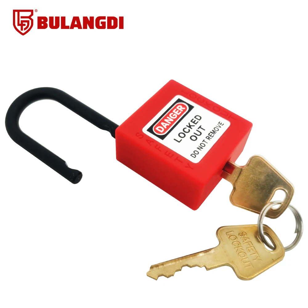 Mini Industrial Safety Padlock with Master Key, Lockout, Safety Loto Padlock, Steel Long Shackle, Red, 76mm