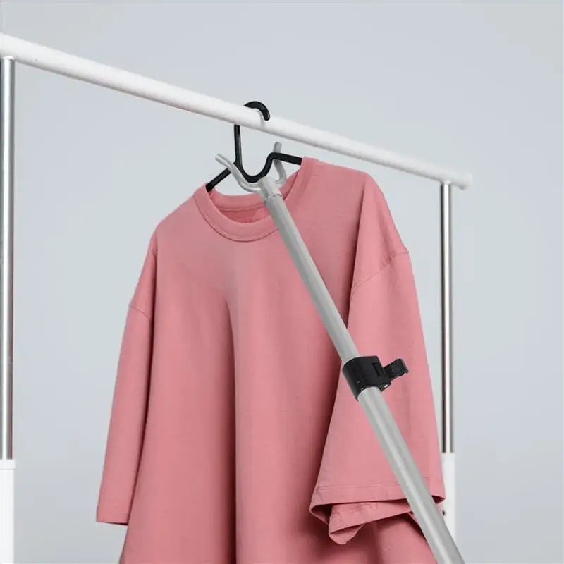 Closet Hook Pole Clothes Rod Reach Stick Retractable Clothesline Hanger Curtain Rotatable Fixator Rod portable home Clothes Pole