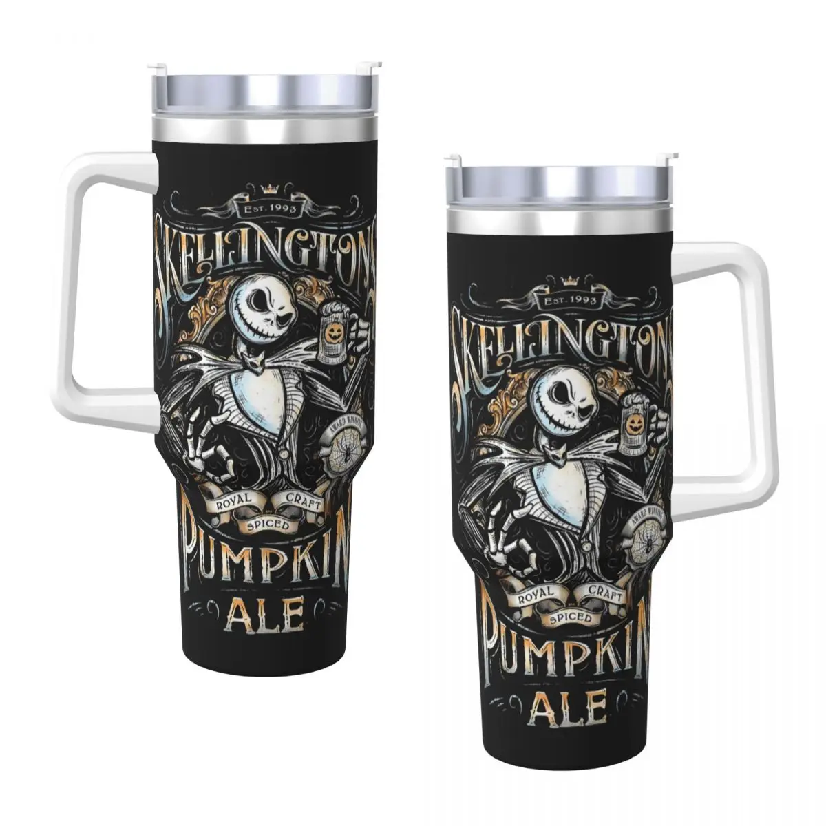 Nightmare Before Christmas Jack Stainless Steel Tumbler Thermal Cups With Straws and Lid 40oz Mugs Cup Cold Drink Water Bottle