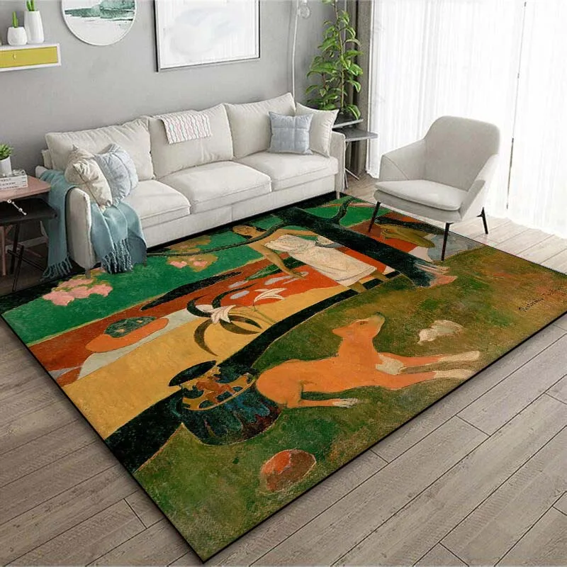 Impressionism Painting Pattern Floor Rug 15 Size Living Room Bedroom Bedside Bathroom Floor Mat Area Rug Paul G-Gauguin Carpets