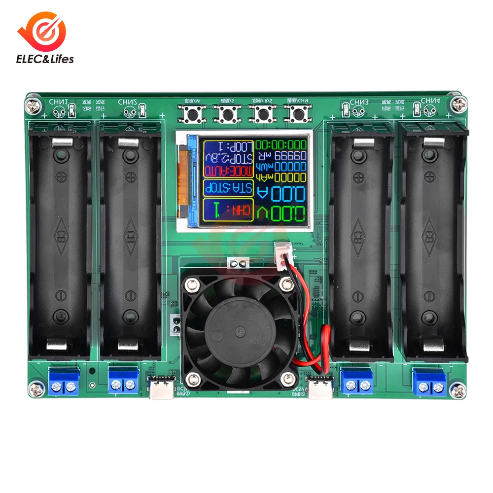 18650 Lithium Battery Capacity Tester Module MAh MWh Digital Four Batteries 18650 Battery Power Detector Tester Module Type-C