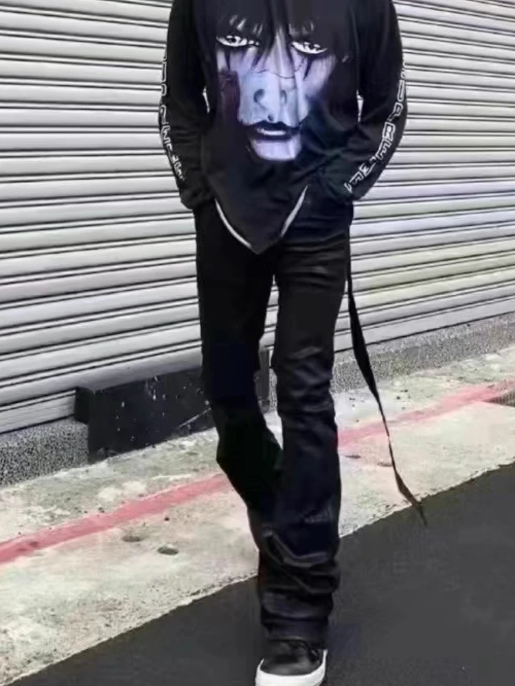 

New 2023 Handmade Wax Coating Slim Fit High Street Sle k Sle Jeans Elastici Cotton Denim Pants for Teenagers