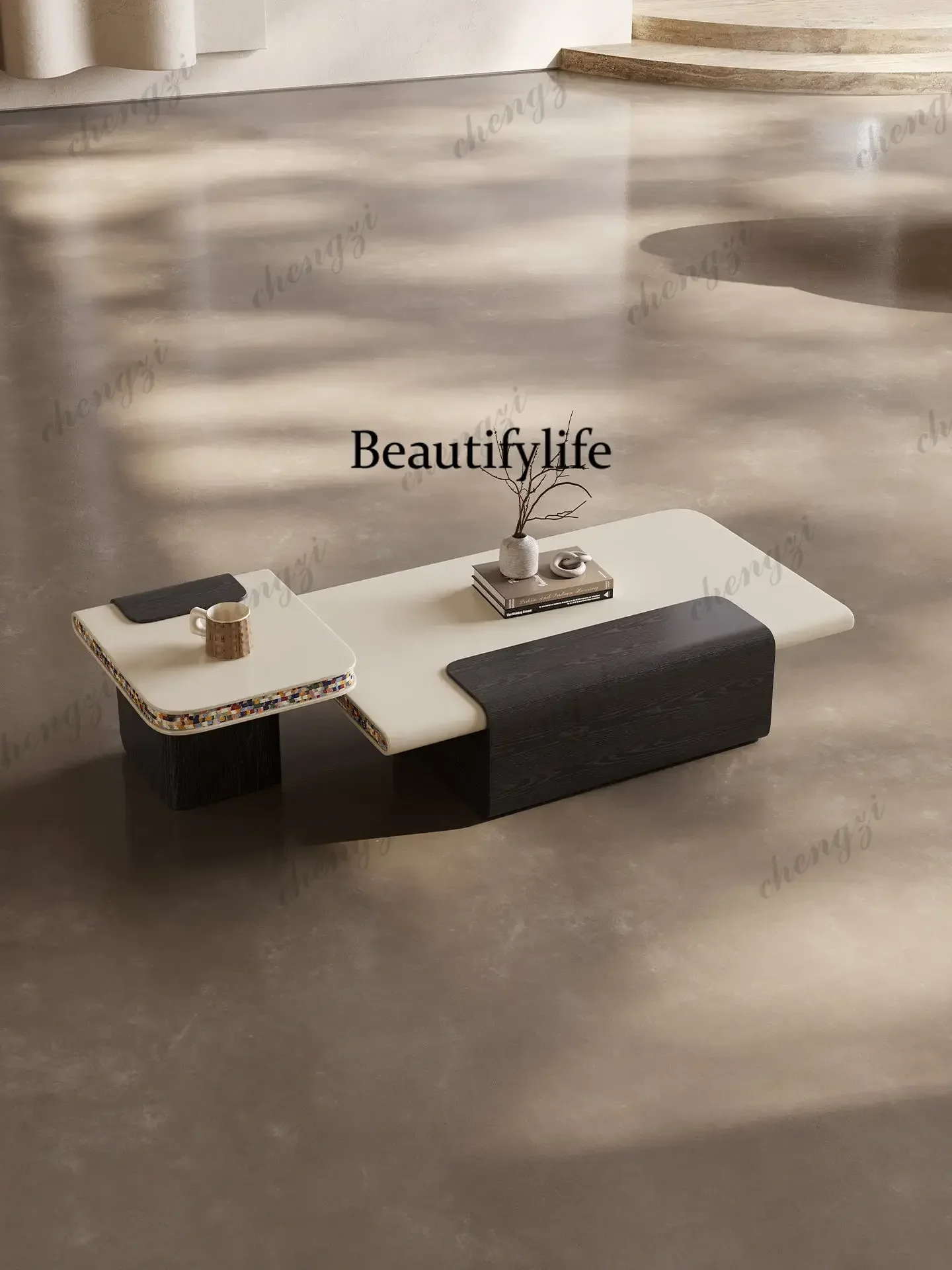 Italian light luxury coffee table large flat layer minimalist Nordic style high-end coffee table combination p182