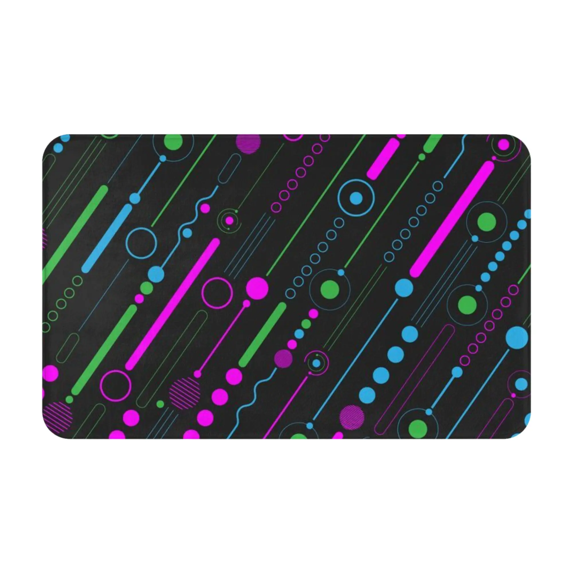 Neon Diagonal Lines Tech Cyber Wallpaper Doormat Bathroom Living Room Mat  Outdoor Home Decor