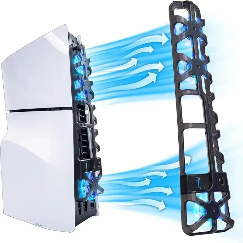 

Cooling Fan For PS5 Slim Accessories with LED Light For Playstation 5 Slim Disc and Digital Editions Cooling System Cooler