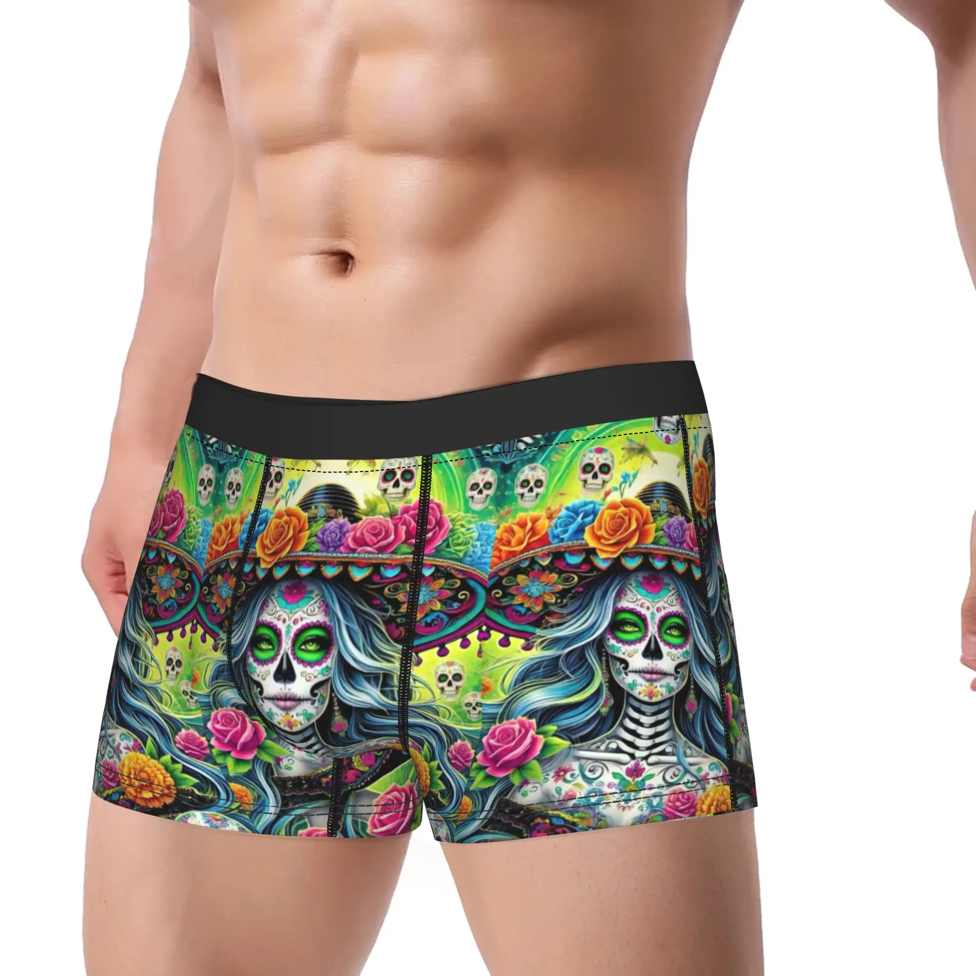 Sugar Skull Lady Art Underwear  Men Shorts Briefs Comfortable Boxershorts High Quality Print Large Size Panties