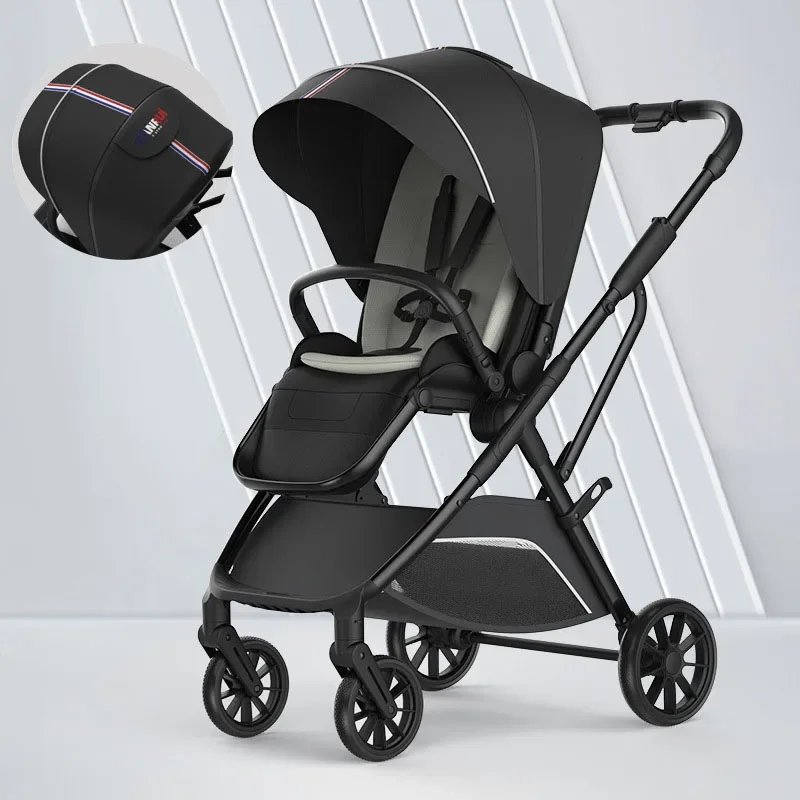 Four-wheel Stroller High Landscape Lightweight Folding Stroller Newborn Baby Two-way Seat Shock Absorption Baby Stroller