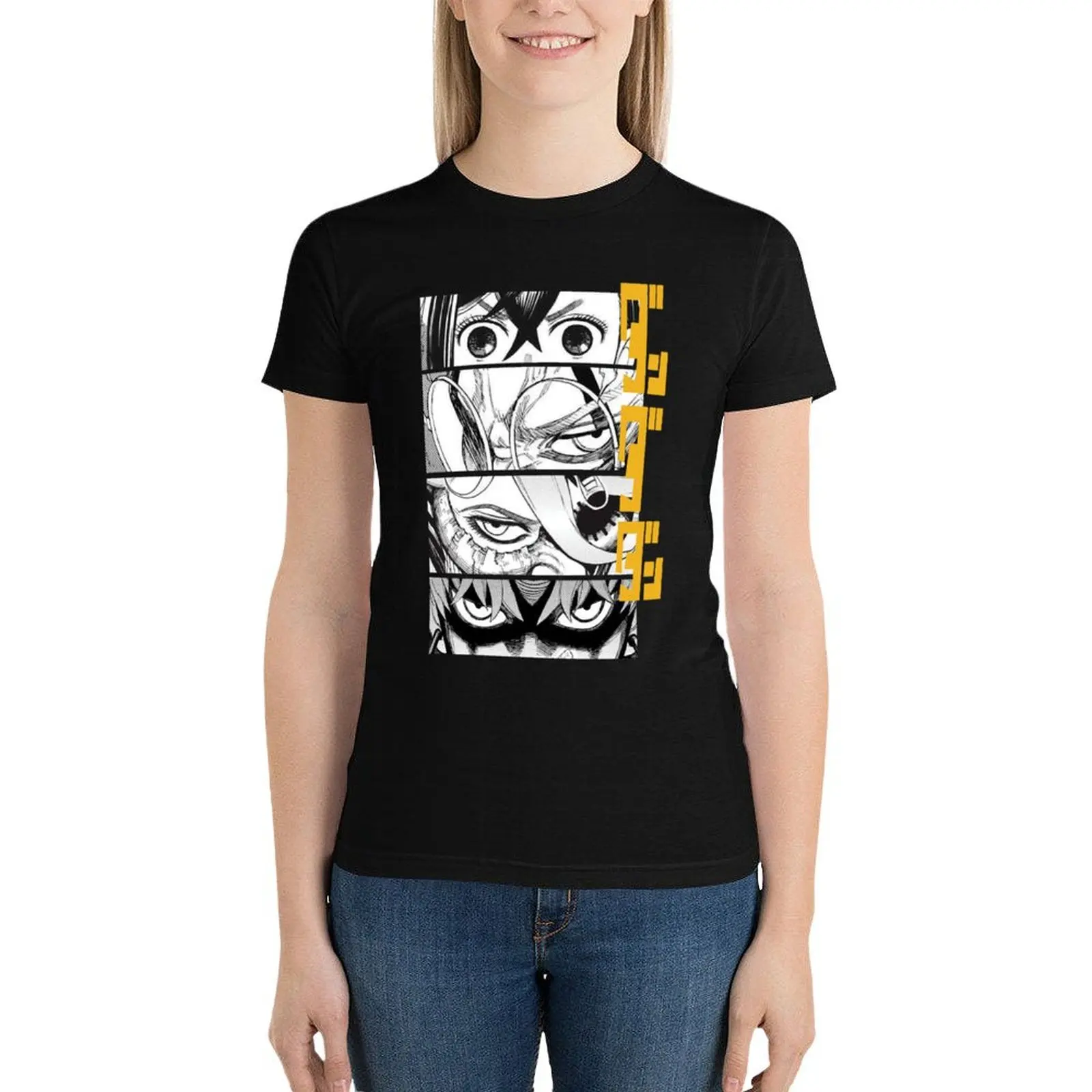 Dandadan Anime Eyes w Kaji T-shirt schattige tops anime grafische luxe designerkleding Dames