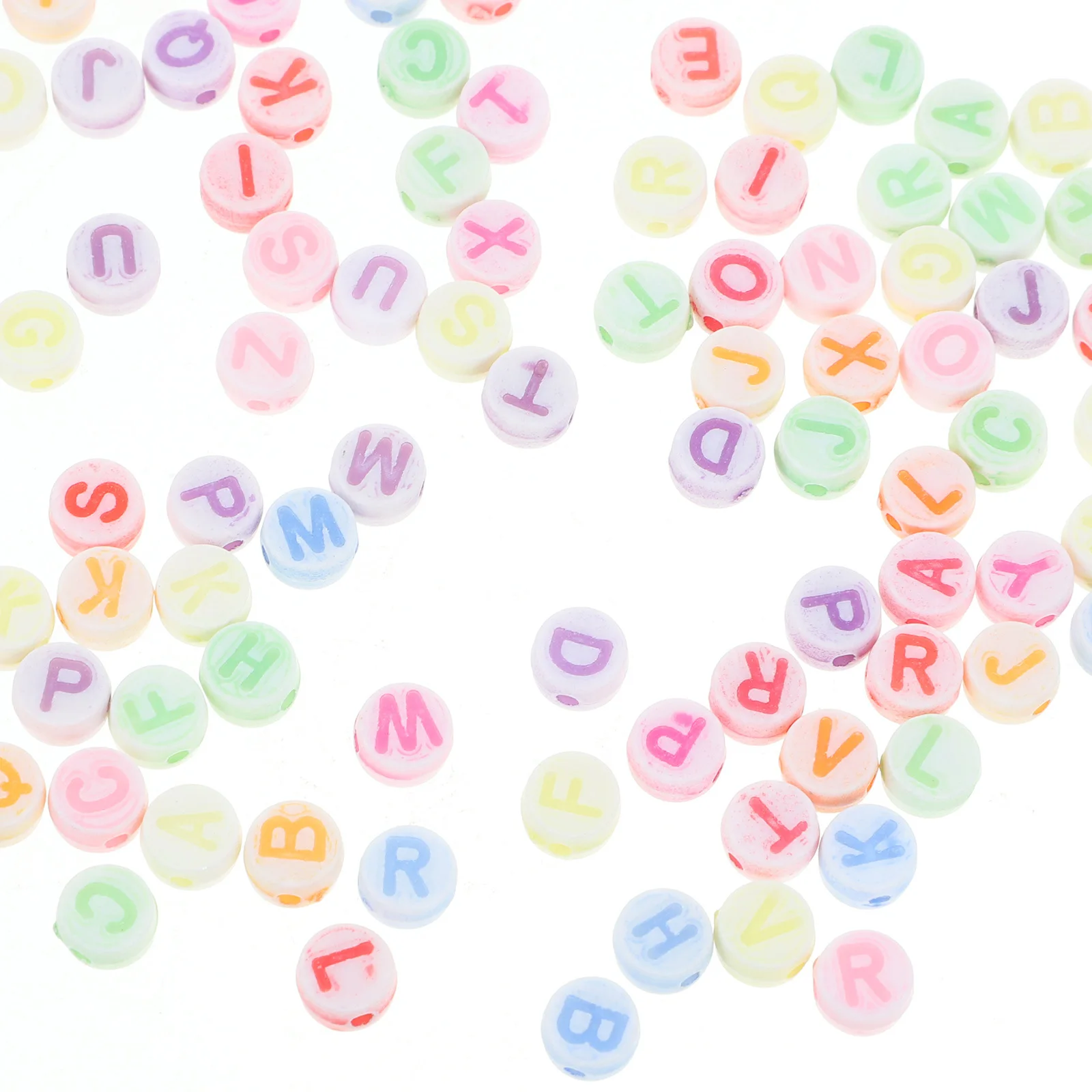 200 Uds. Cuentas redondas coloridas de 7Mm con letras talladas en ambos lados, ideales para hacer joyería DIY, mezcladas con espaciadores de piedras de vidrio