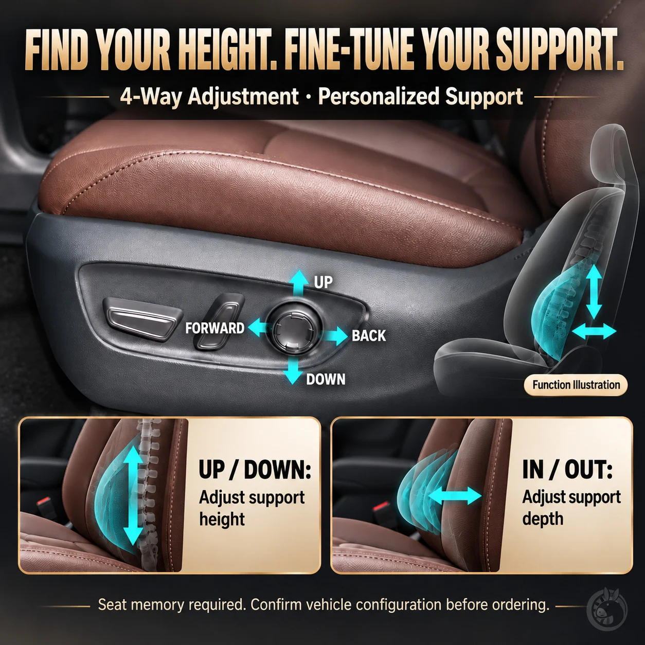For Toyota Sienna LC300 LAND CRUISER Seat Lumbar Support Cushion 4-way Power Lumbar support kit Seat Trim Panel upgrade genuine