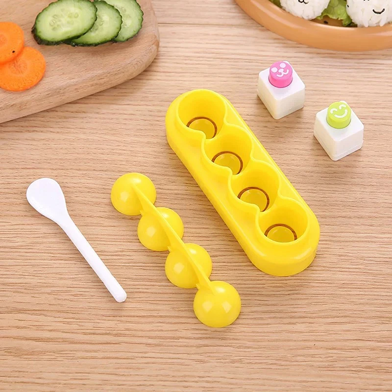 1 Set Rice Ball Mould Ball Shaped Sushi Molds Shaking Mould With Spoon Seaweed Embossing Mold For Kids DIY Meal Sushi Tools