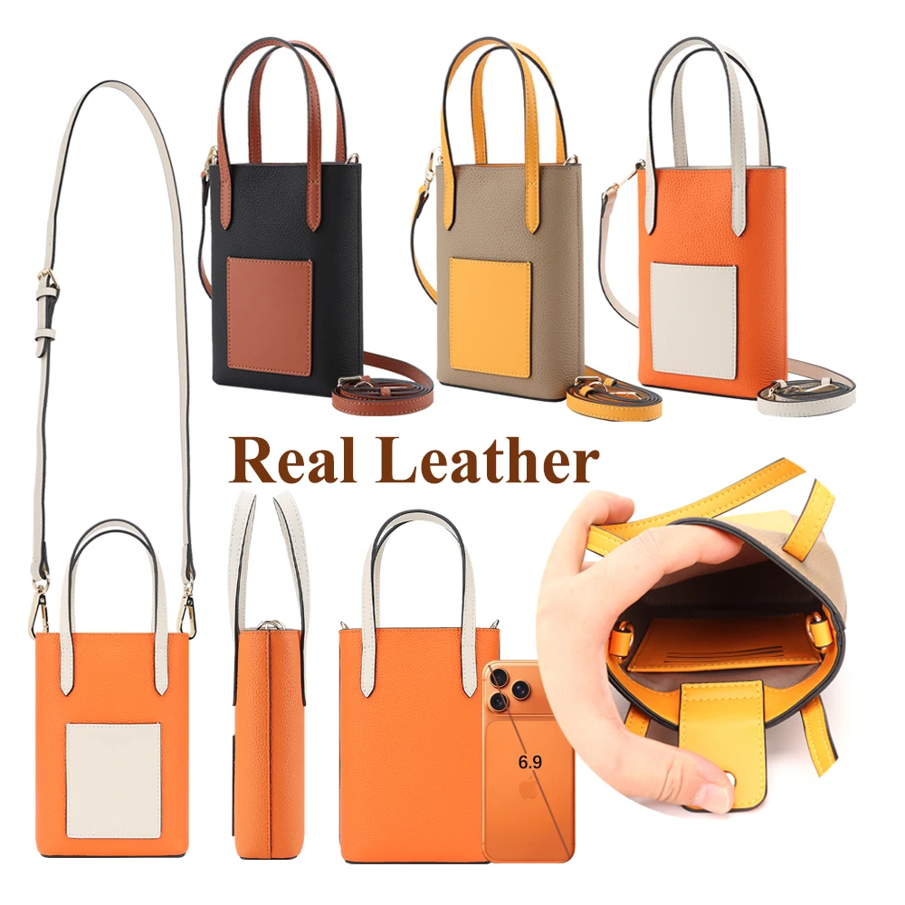 

Fashion Real Leather Crossbody Bag for iphone Samsung Google Xiaomi Huawei Oppo Wallet Phone Cover Lanyard Strap Cards Cash Bag