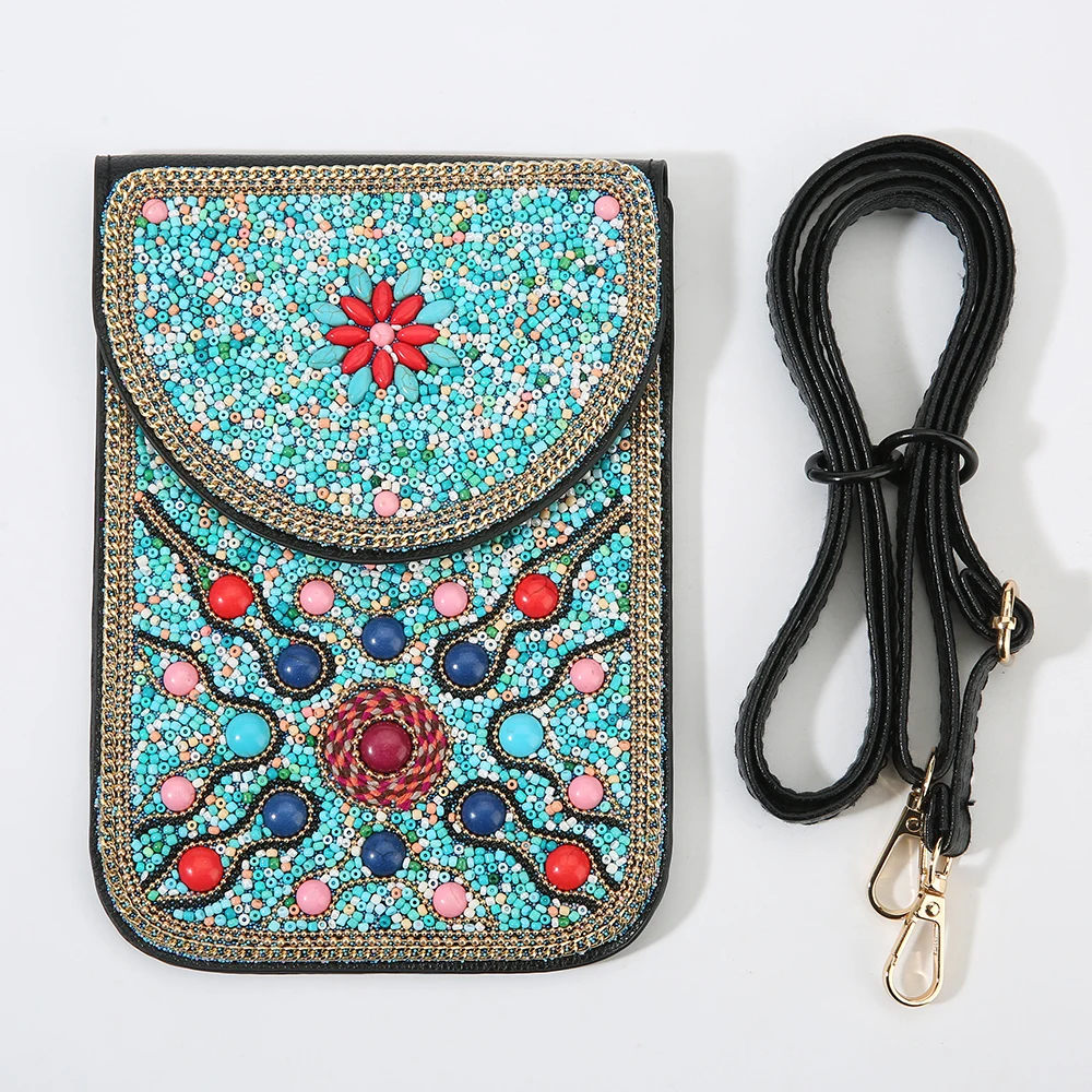 Life Mandala-Bolso cruzado étnico hecho a mano con cuentas de semillas, bolso con correa ajustable para el hombro, regalo del Día de San Valentín para mujer