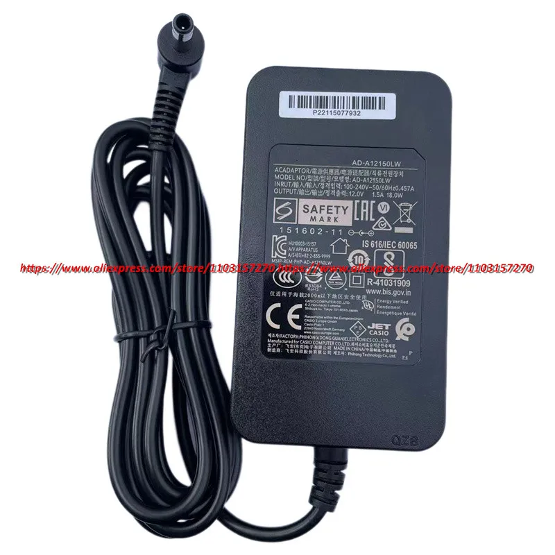 Orignal OEM AC Adapter For Casio 12V 1.5A AD-A12150LW Genuine Power Power Supply For Casio Keyboards Charger