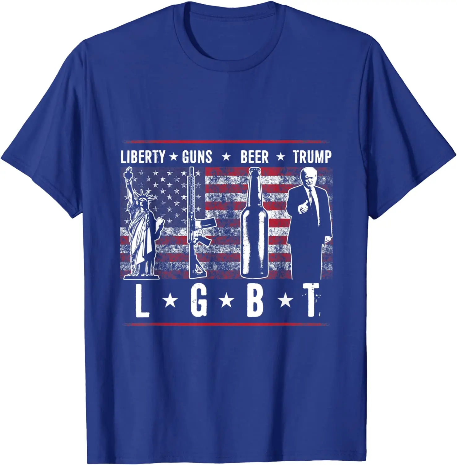 Liberty Guns Beer Trump TShirt LGBT Parody Funny Gift Tops Tees Brand Casual Men T-Shirts Streetwear Fashion Round Neck Clothing