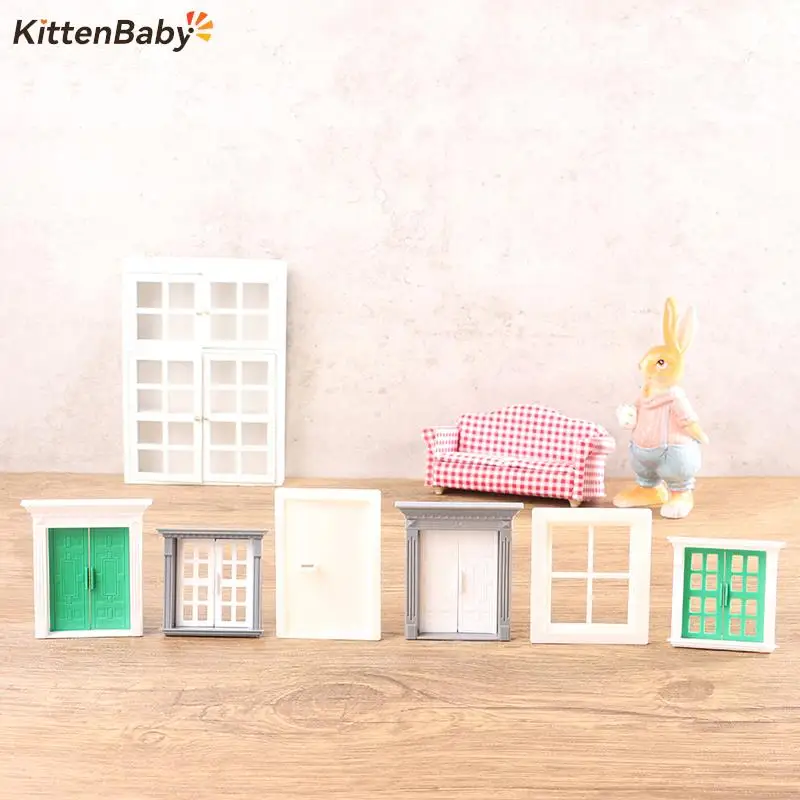 Mini House, Villa, Plastic Doors And Windows, House Modeling And Decoration DIY Window 1/12 Dollhouse Miniature Accessories