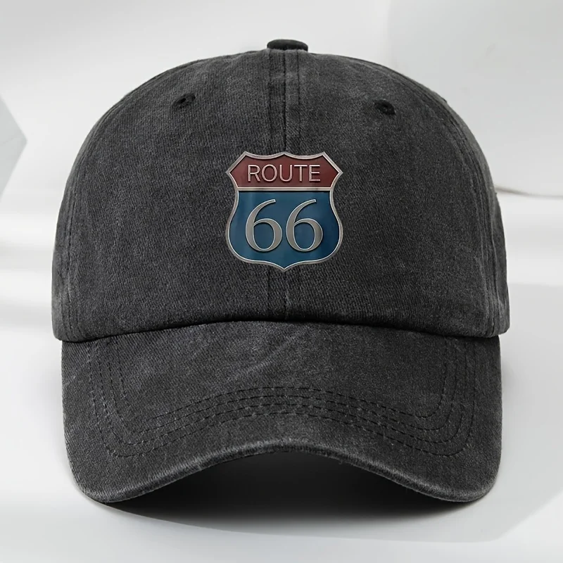 

Route 66 Printed Baseball Cap for Outdoor Sports, Casual Wear, Moisture-Wicking, Classic Washed Vintage Hat