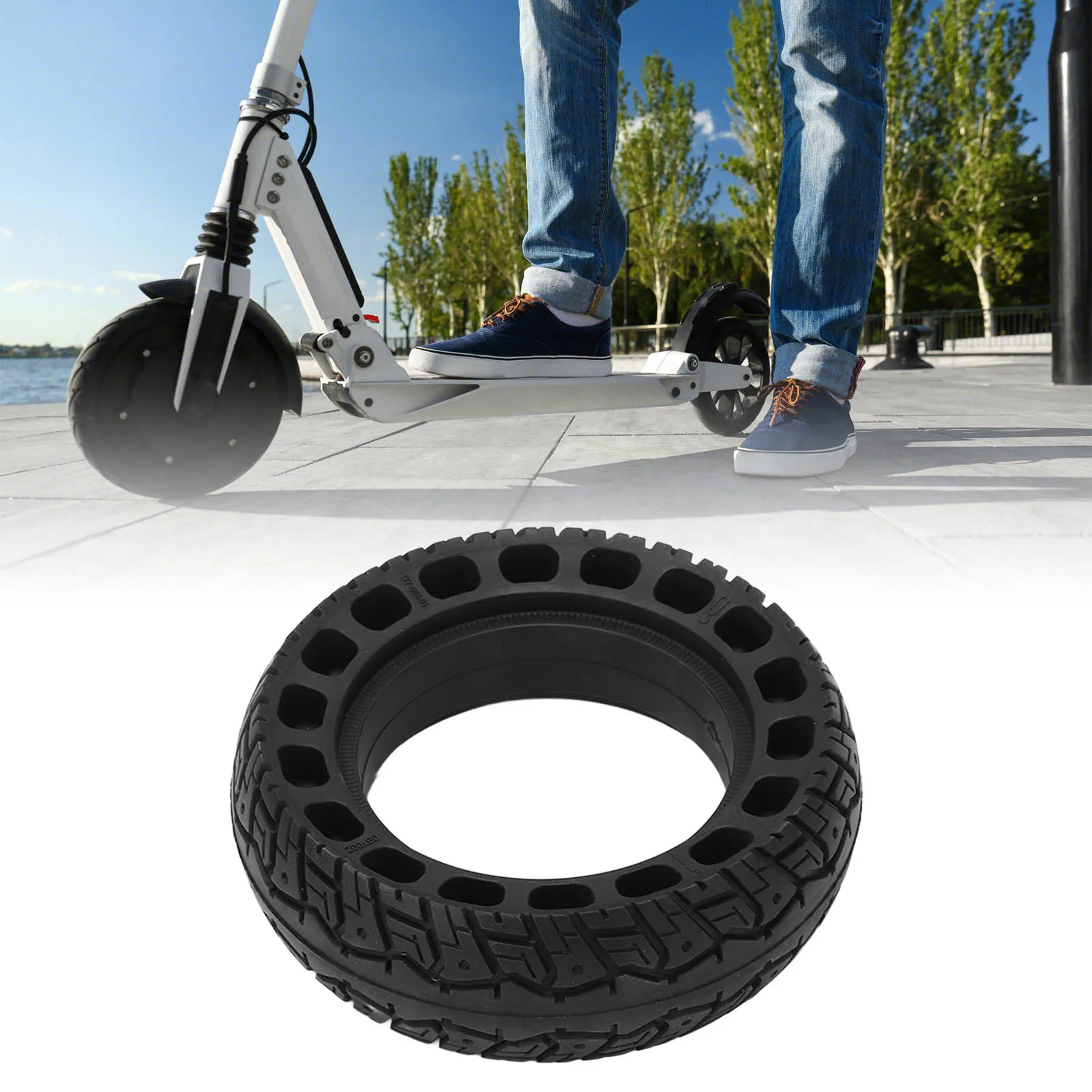 Picture 5: 200x60 Electric Scooter Solid Tire Replacement Impact Resistance Easy Using High Quality Rubber Scooter Tire for Different Roads