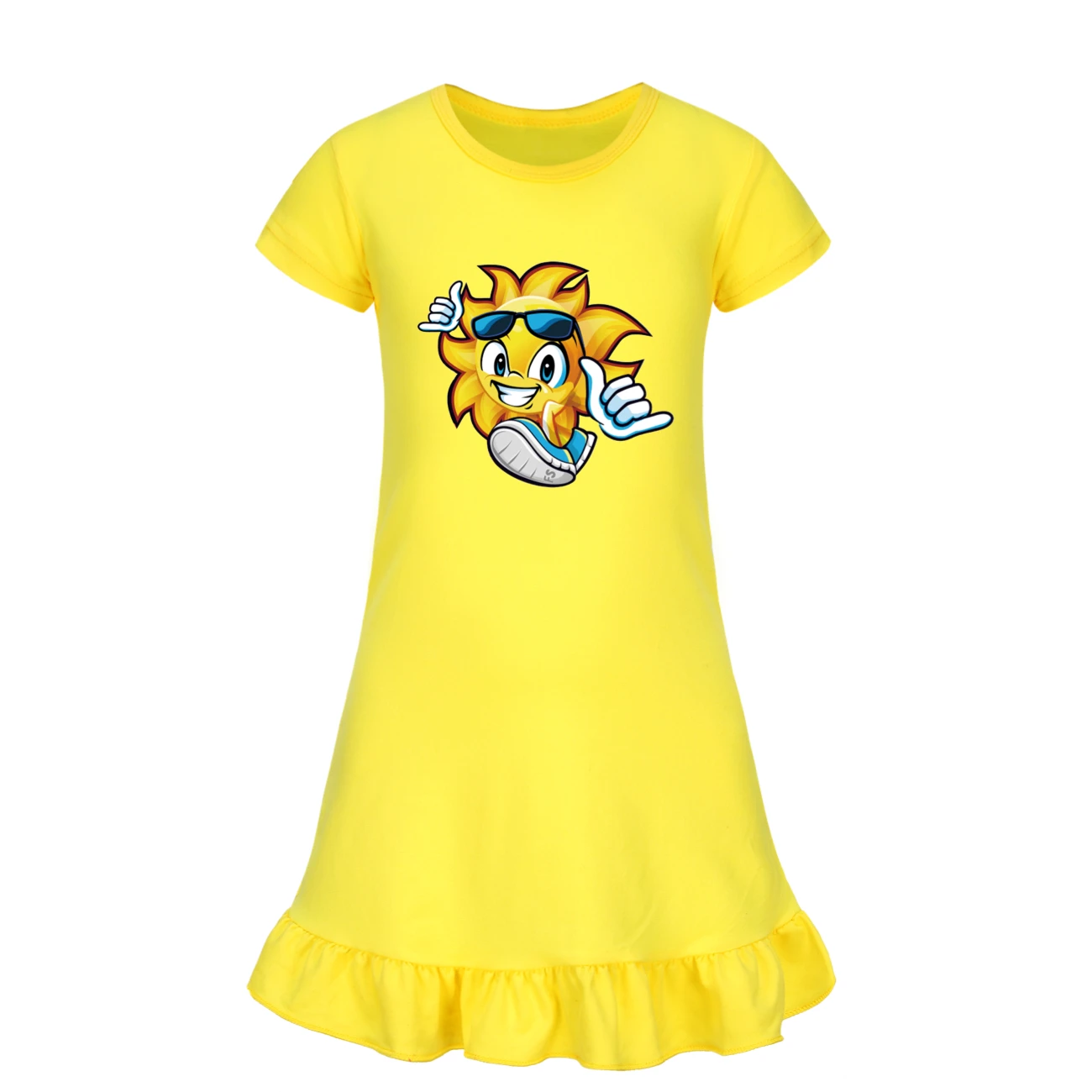 Girls Nightdress Short Sleeve Fun Squad Gaming 3D Print Sleepwear Kids Pajamas Nightgown Children Home Wear Night Sleep Dress