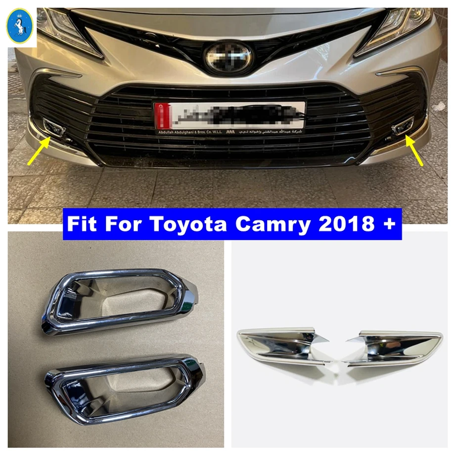 

Chrome Car Styling Front Fog Lights Foglight Lamps Bumper Protector Decor Cover Trim For Toyota Camry 2021 2022 2023 Accessories