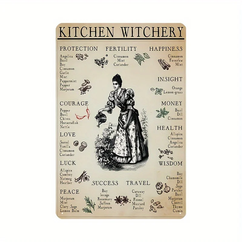 6 Stück Vintage-Kräuter-Medizinkarten – Hexerei-Kräuter wie Beifuß, Kamille, Lavendel – Küche, Wohnzimmer, Garten,