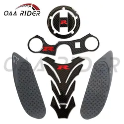 Para suzuki gsxr600 gsxr750 k6 k7 2006 2007 combustível tampa do tanque de gás capa protetor almofada braçadeira tripla adesivo carbono decalque da motocicleta